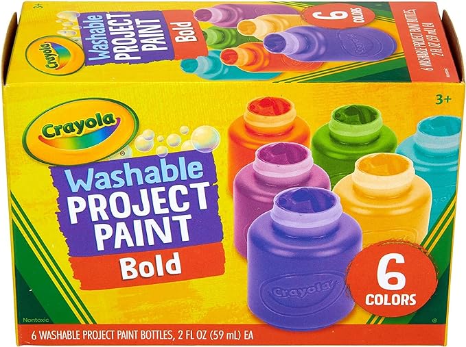Crayola Washable Kids Paint (6ct), Paint Set for Kids, Assorted Bold Colors, Arts & Crafts Supplies for Kids, Nontoxic, Toddler Gifts
