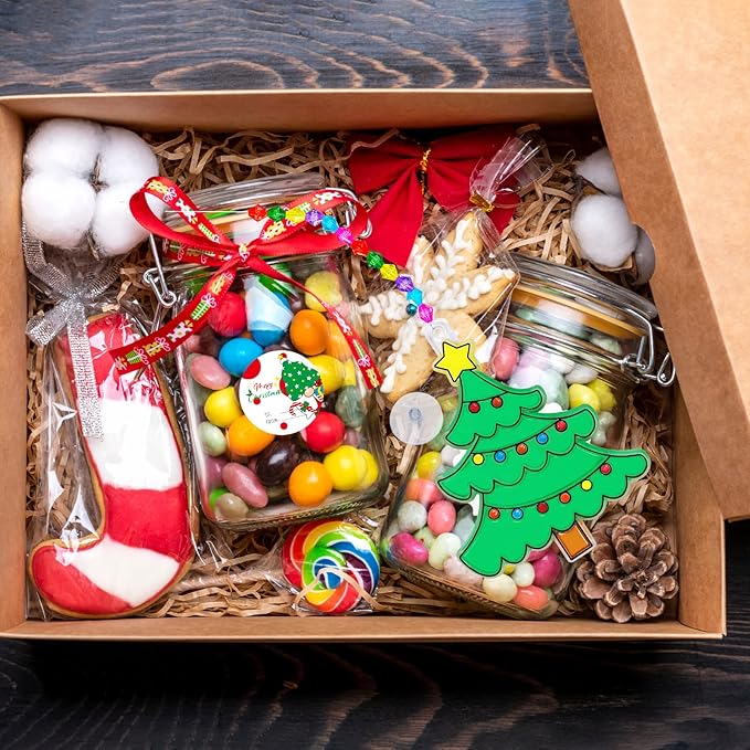 Winlyn 24 Sets Christmas Suncatchers Ornaments Decorations DIY Window Paint Art Suncatchers Christmas Craft Kits Santa Snowman Snowflake Reindeer Sun Catchers for Kids Classroom Activities Art Project