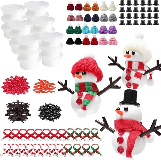 Cosweet 24 Pack Christmas Snowman Crafts Kit for Kids- Build a Snowman Kit with Air Dry Clay Xmas Stocking Stuffers Gift for Party Favors Winter Activities DIY Crafts Sewing