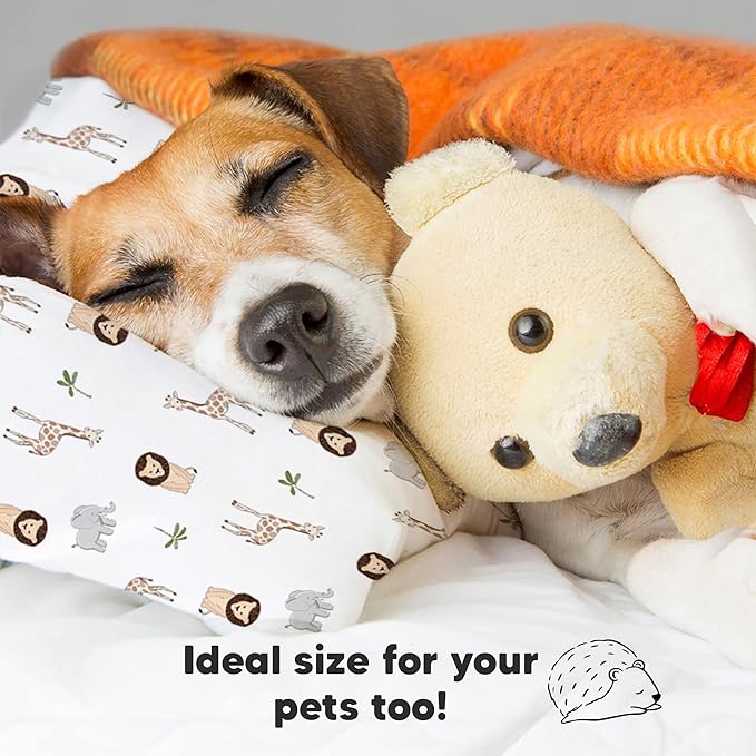 Toddler Pillow with Pillowcase - 13x18 My Little Dreamy Pillow, Organic Cotton Toddler Pillows for Sleeping, Kids Pillow, Travel Pillows, Mini Pillow, Nursery Pillow, Toddler Bed Pillow (The Wild)