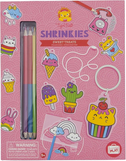 Tiger Tribe: Shrinkies - Sweet Treats - Color & Bake to Create Charms for Jewelry & Keychains, Craft Kit, Kids Ages 5+, Adult Supervision