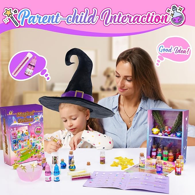 Potions Craft Kit for Kids - Magic Mix Kit 20 Bottles, Halloween Party Decorations,Gift for Christma, Birthday, Creative Art Craft Kit for Girls Boys 6 7 8 9 10 Year Old