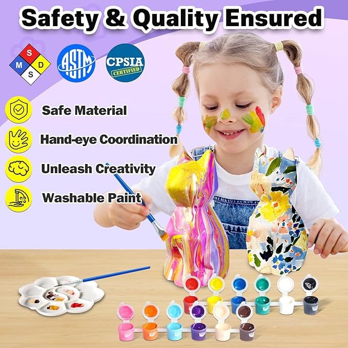 FUNZBO 2Pcs Paint Your Own Cat Lamp - Arts and Crafts for Kids Teens Adults, Art Supplies Painting Kits, Halloween Toy Gift for Girl Boy Ages 3+ Years Old