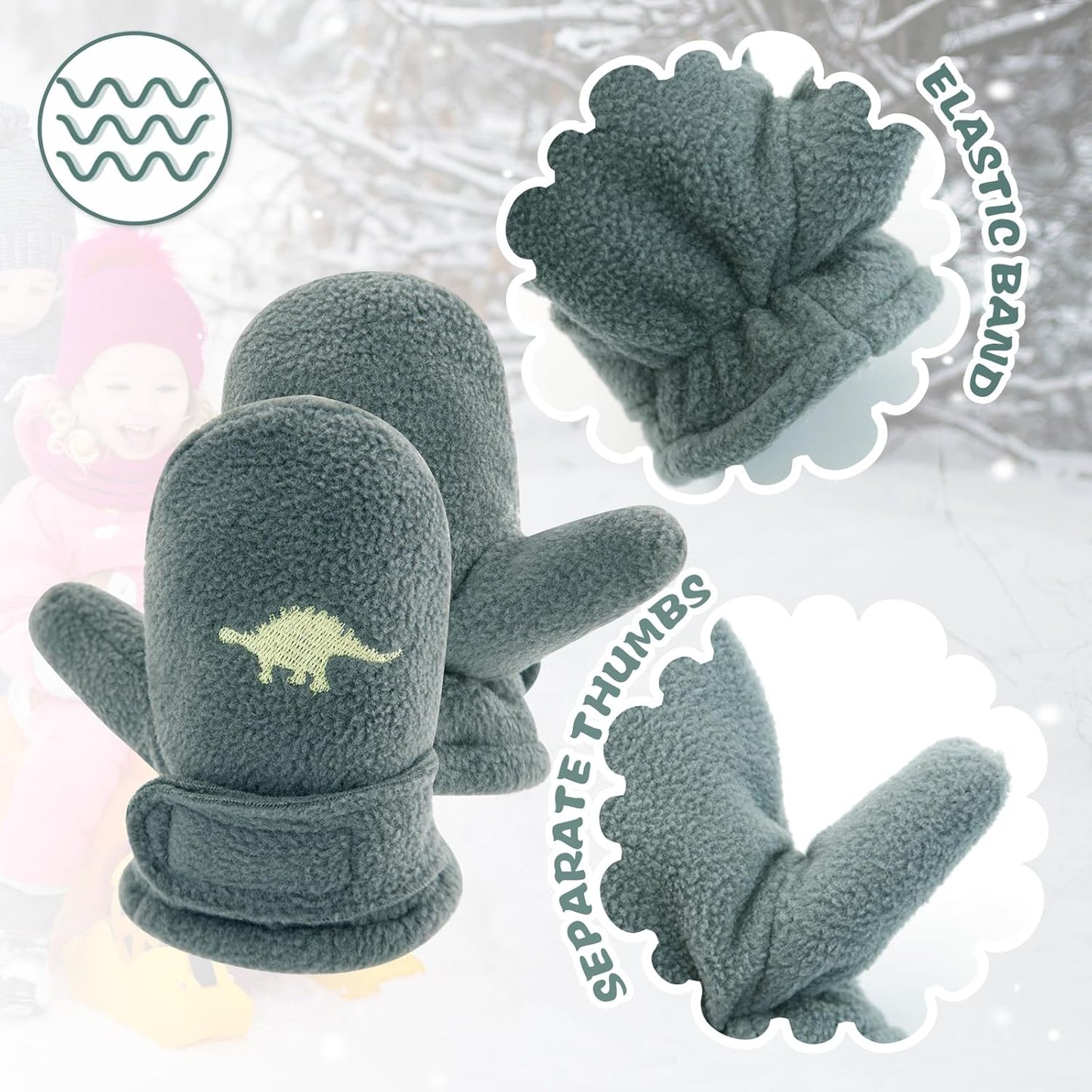 BAVST Baby Toddler Winter Mittens Girls Warm Fleece Lined Gloves Kids Sherpa Lined Mittens for Boys