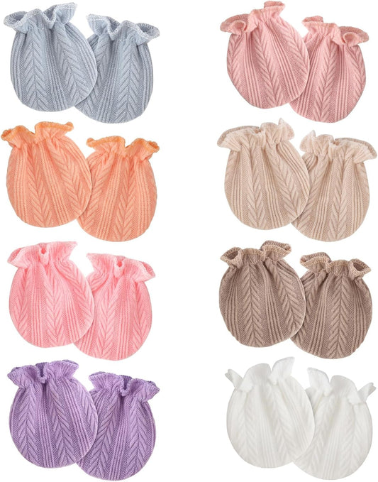 Newborn Baby Mittens No Scratch Cotton Elastic Wrist Gloves Infant Toddler Mittens for Baby Boy Girl 0-6 Months