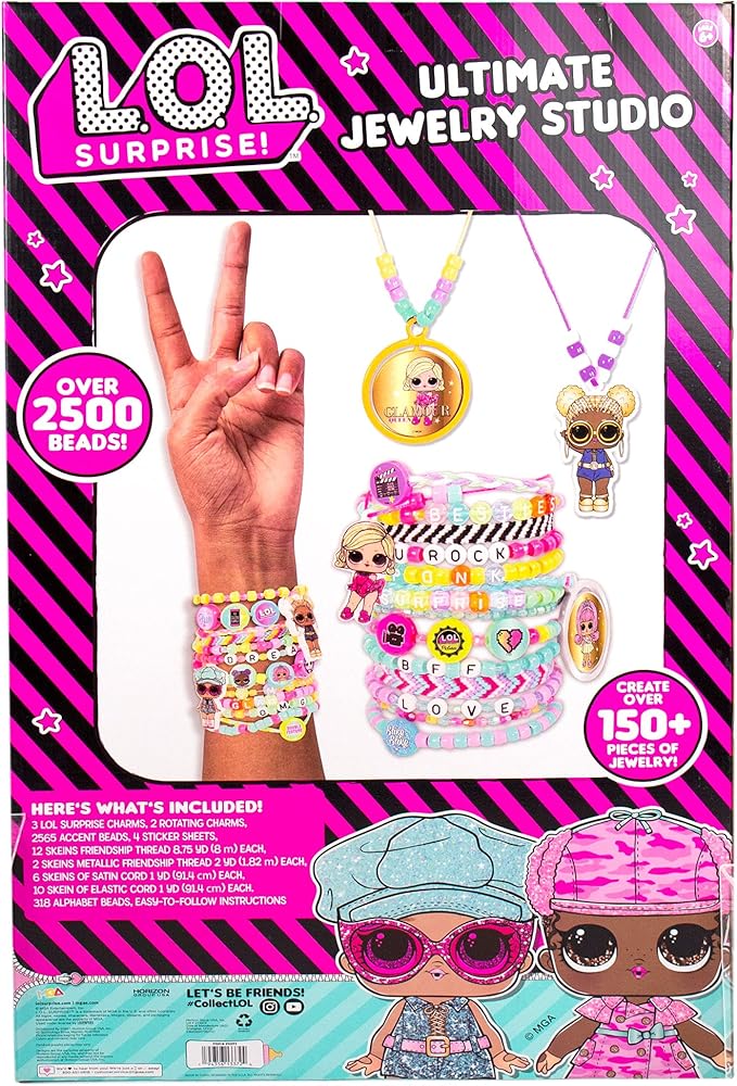L.O.L. Surprise! Double Feature Ultimate Jewelry Studio, Over 2500 Beads, Create 150+ Pieces of Jewelry, Includes LOL Surprise Charms & Rotating Charms, Bead Kit For Kids Ages 6, 7, 8, 9