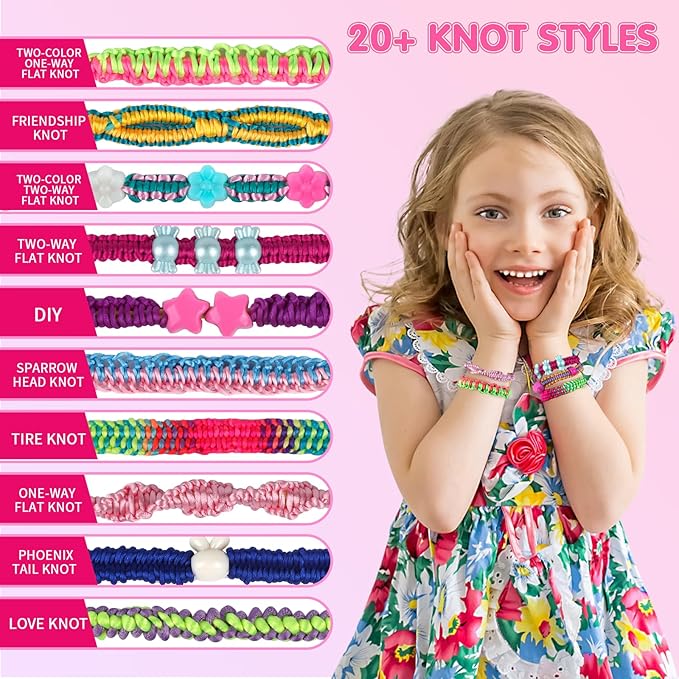 Friendship Bracelet Making Kit for Girls, Arts and Crafts for Kids Age 8-12, DIY Jewelry String Maker Kit Toys, Bracelets Maker Craft, Christmas Birthday Gifts for Ages 6 7 8 9 10 11 12 Year Old
