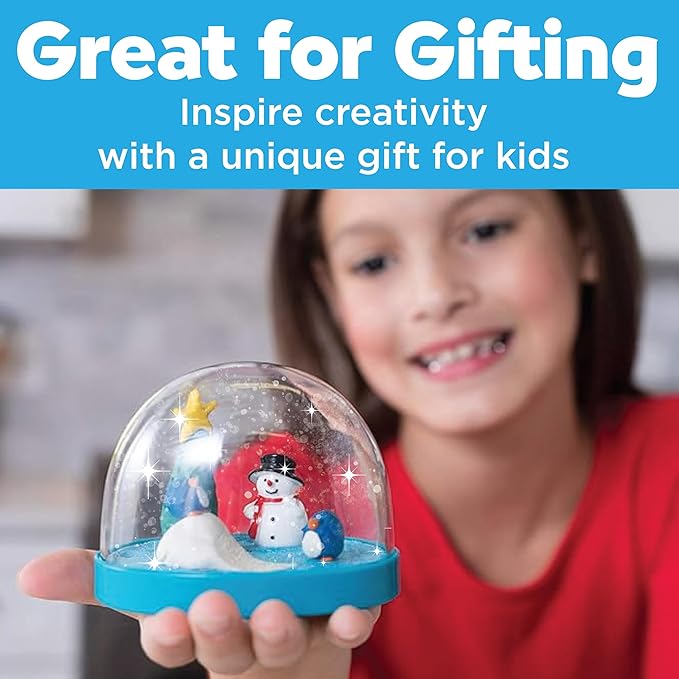 Creativity for Kids Make Your Own Holiday Snow Globes - Holiday Crafts for Kids, Create 3 DIY Snow Globes, Christmas Activities for Kids Ages 6-8+