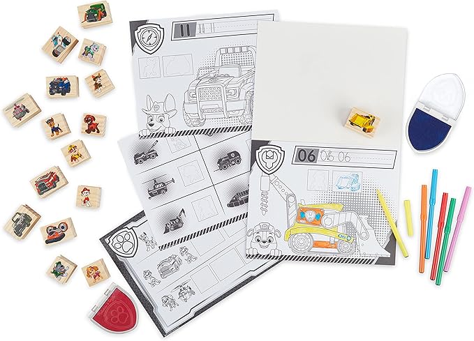 Melissa & Doug PAW Patrol Wooden Stamps Activity Set with Markers, Activity Pad (25 Pieces)