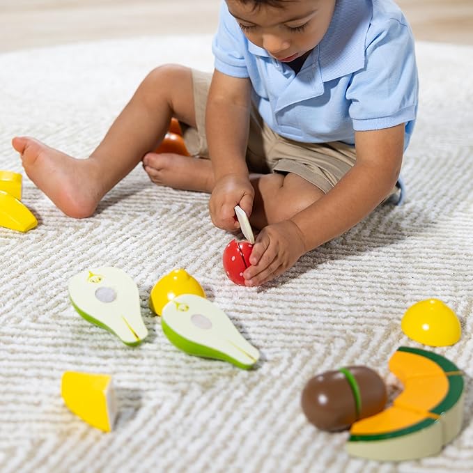 Melissa & Doug Cutting Fruit Set - Wooden Play Food Kitchen Accessory, Multi - Pretend Play Accessories, Wooden Cutting Fruit Toys For Toddlers And Kids Ages 3+