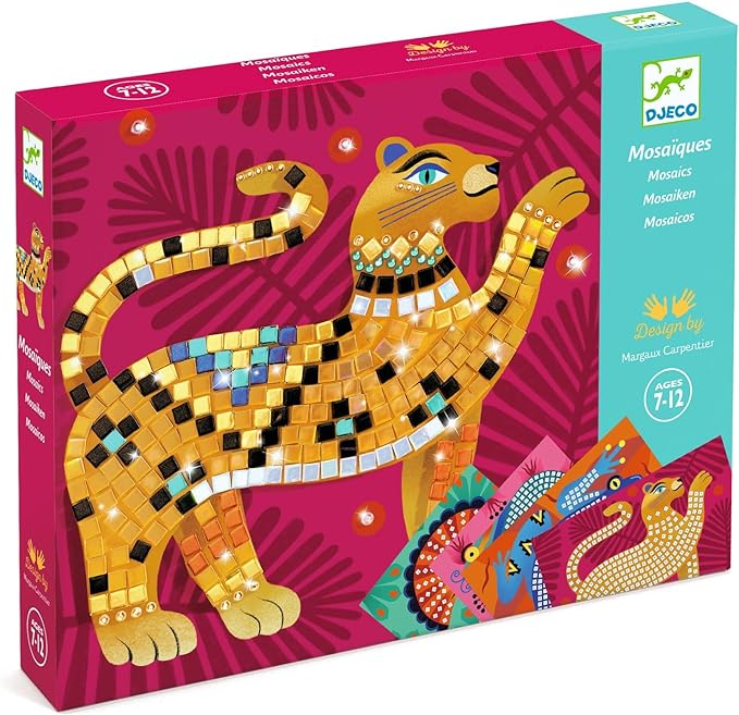 DJECO LGA Mosaics Deep in The Jungle - Create Your Own Mosaic Masterpiece - Fun & Creative for Family & Friends - Educational, Sticker Craft Kit for Children 6+ Girls & Boys