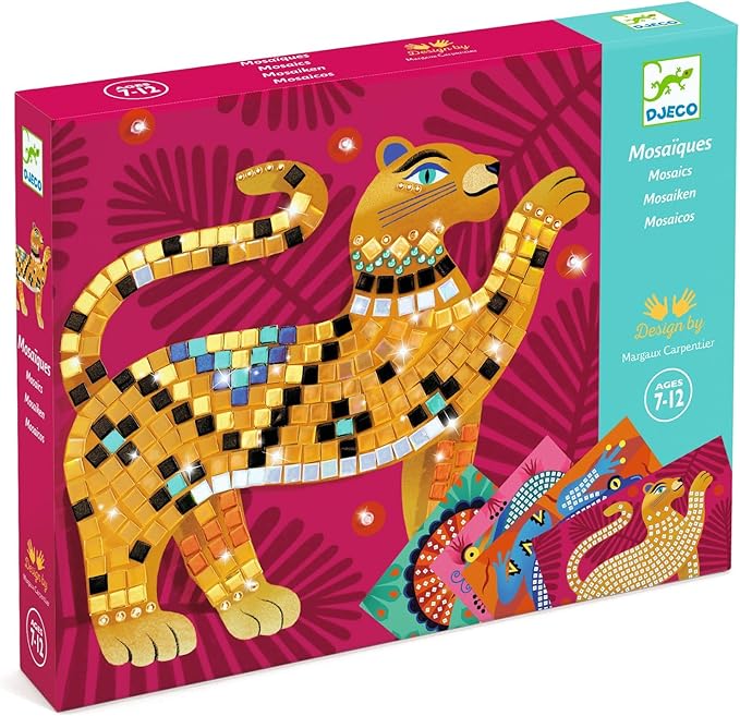 DJECO LGA Mosaics Deep in The Jungle - Create Your Own Mosaic Masterpiece - Fun & Creative for Family & Friends - Educational, Sticker Craft Kit for Children 6+ Girls & Boys