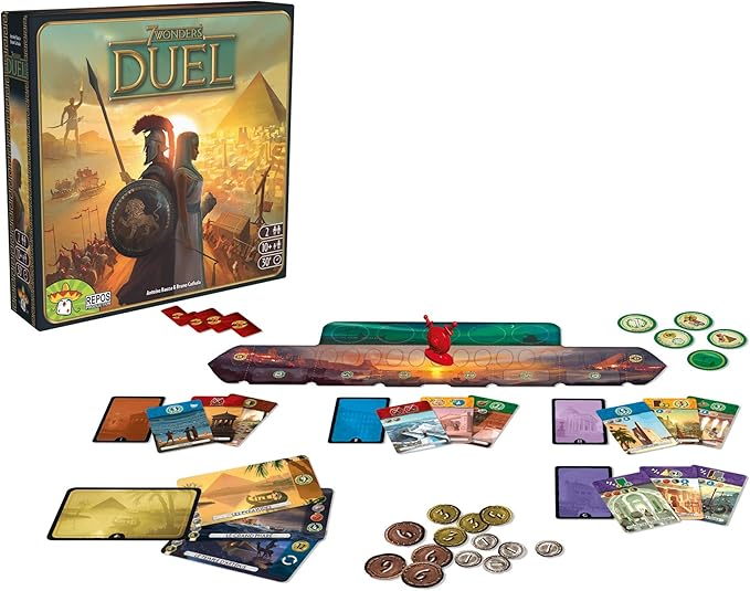 7 Wonders Duel Board Game BASE GAME - Intense Two-Player Battles in the Ancient World! Strategy Game for Kids and Adults, Ages 10+, 2 Players, 30 Minute Playtime, Made by Repos Production