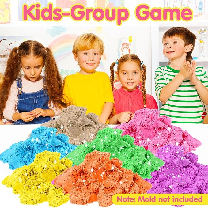 Simgoing 7.7LB Sand Kits for Kids Sensory Sand Toy with Sensory Bin and Sand Shovel for Sandbox Sensory Sand Bulk for Girls and Boys (7 Colors)