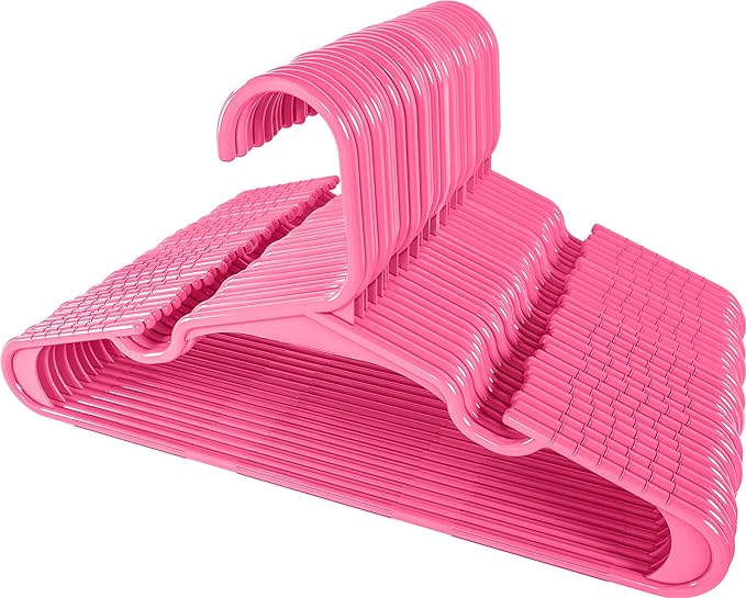 Utopia Home 60 Pack Kids Hangers - 11.5 Inch Plastic Baby Hangers for Closet - Childrens Hanger for Clothes & Infant Hanger for Closet - Ideal for Everyday Standard Use (Pink)