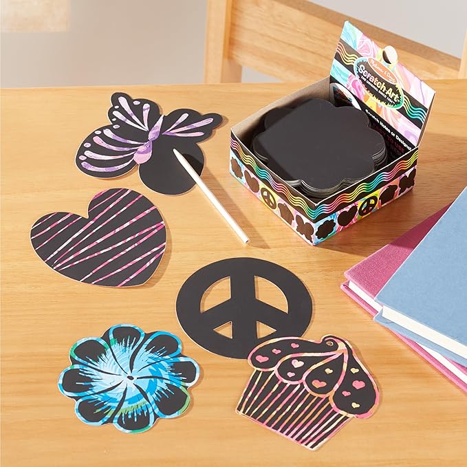 Melissa & Doug Scratch Art Friendship Mini Notes (125) With Wooden Stylus - Color Scratch Art Mini Notes, Party Favors, Stocking Stuffers, Arts And Crafts For Kids