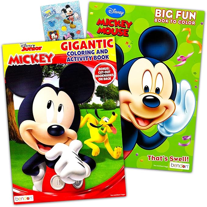 Mickey Mouse Clubhouse Coloring Book Super Set (Bundle with 2 Books and Stickers - Featuring Mickey Mouse and Minnie Mouse)