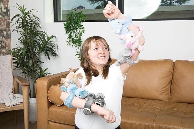 Hug Babies Cute Mini Plush Stuffed Animal Bracelet for Kids | Soft & Cuddly Portable Comfort Adorable On-The-Go Companion for Travel School & Adventures Ages 2+ (Frankie The Cat)