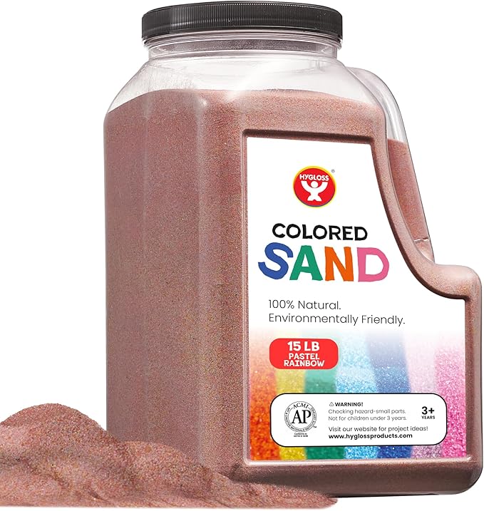 Hygloss Colored Play Sand – 15 lb Pastel Rainbow Craft Sand for Sand Art, Christmas Decorations, DIY Projects, Classroom Activities, and Plant Décor – Fine, Non-Toxic Sand, Safe for Kids Ages 3+