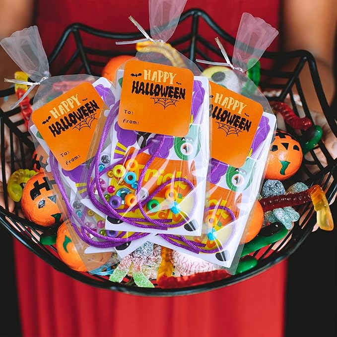 Winlyn 24 Sets Halloween Craft Kits DIY Halloween Art Sets Spider Bat Ghost Pumpkin Foam Halloween Stickers for Kids Fall Home Classroom Activities Trick-or-Treat Party Favors