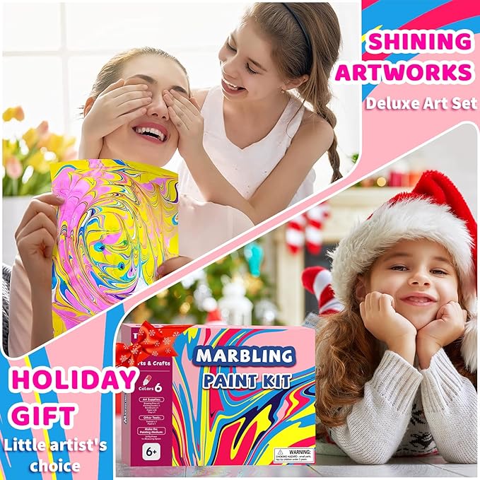 Water Marbling Paint for Kids, Art Supplies for Kids,Arts and Crafts for Girls Boys Ages 8-12 6-8 3-5, Birthday Gifts Toys for Girls 3+ Years Old
