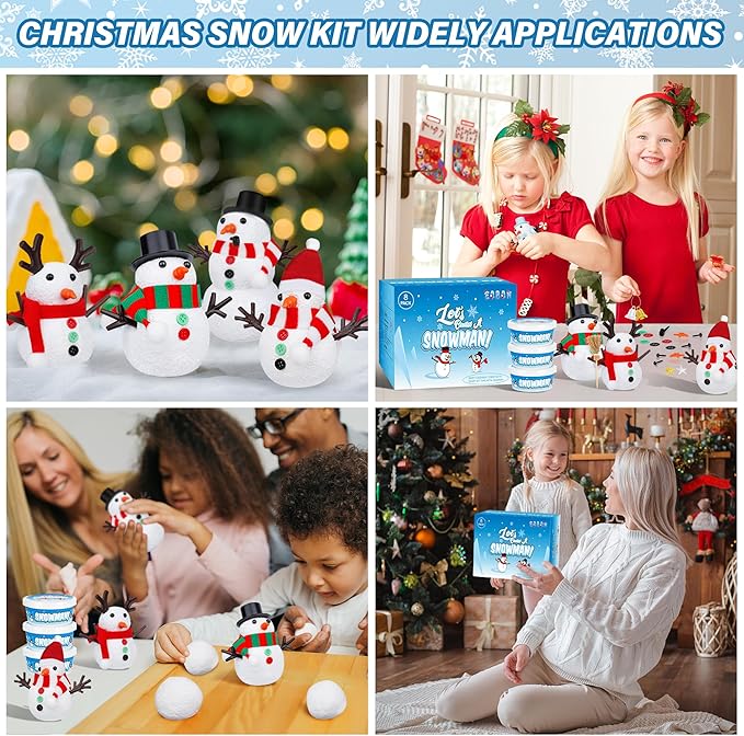 Christmas Craft Kit, 8 Pack Snowman Kit DIY Christmas Ornaments, Build a Snowman Kit Indoor Decorations, Creative Kids Air Dry Modeling Clay, Xmas Activities Snowman Making Kit Toys for Holiday