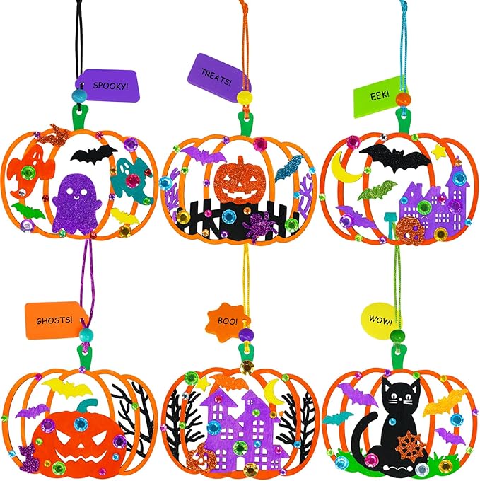 Winlyn 24 Sets Halloween Pumpkin Craft Kits DIY Wooden Pumpkin Ornaments Craft Kits Unfinished Paintable Wood Pumpkin Halloween Crafts for Kids Classroom Activities Art Project Halloween Decorations