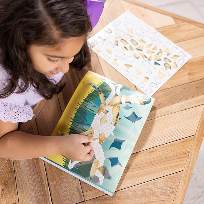 Melissa & Doug Mosaic Sticker Pad Ocean Animals (12 Color Scenes to Complete with 850+ Stickers) - FSC-Certified Materials
