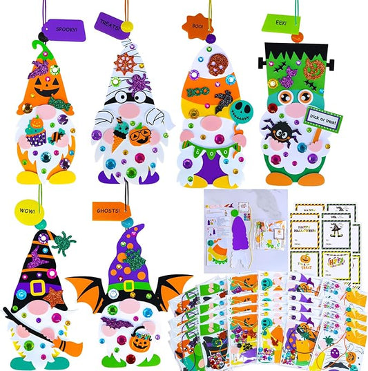 Winlyn 24 Sets Halloween Crafts Fall Crafts Kids DIY Gnome Ornaments Decorations Halloween Craft Kits Gnome Foam Stickers Halloween Arts and Crafts for Kids Home Classroom Art Activities Party Favors
