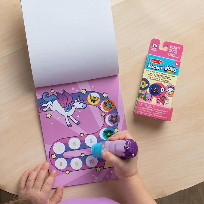 Melissa & Doug Sticker Wow! Sparkle Unicorn Bundle (Stamper w Book + Favorite Things Refill Pack)