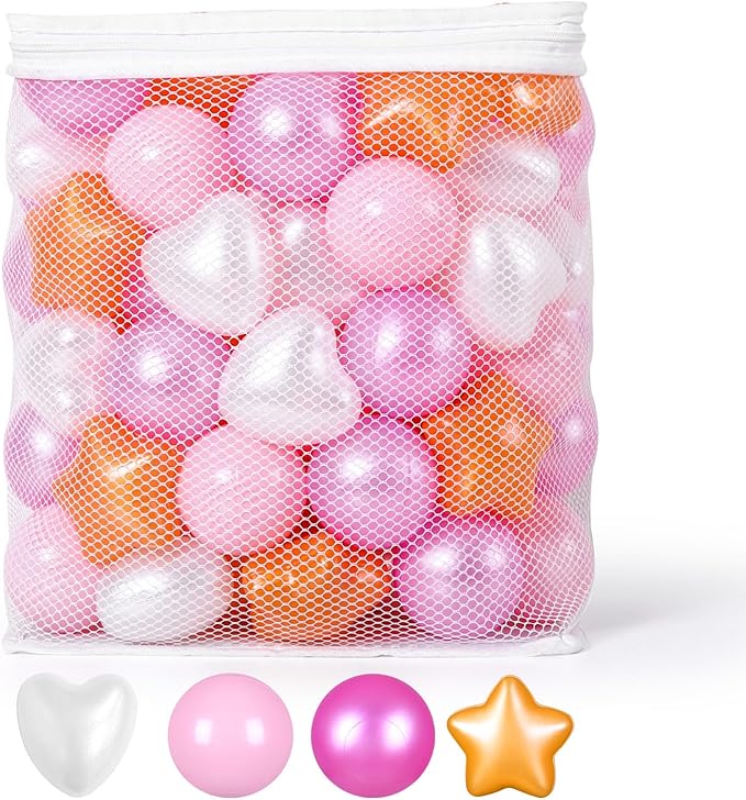 GOGOSO Shape Ball Pits Balls, Star Heart Plastic Play Balls for Toddlers Kids Children, DIY Giant Friendship Bracelet Banner