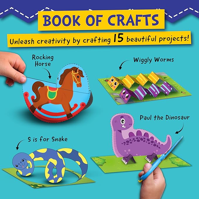 Toddler Scissor Skills - Art Supplies & Crafts Kit for Kids, Safety Scissors, Fine Motor Toys, Montessori Gifts for Boys & Girls Ages 3, 4, 5, 6, 7 Year Old, Preschool Learning Activity Books