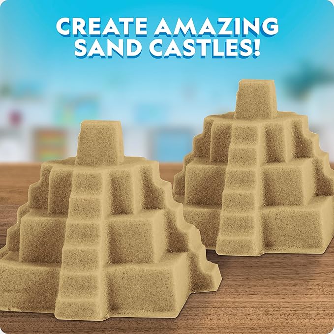 National Geographic Moon Sand - 24 Lb. Bulk Play Sand Kit with 6 Castle Molds (Natural) - A Fun No Mess Sensory Activity, Kids Fake Sand Play Set, Sensory Bin Filler