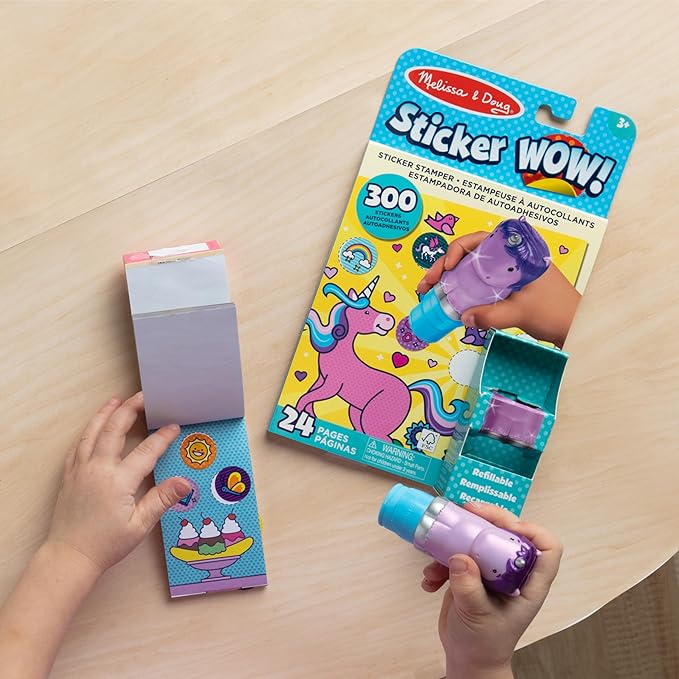 Melissa & Doug Sticker Wow! Sparkle Unicorn Bundle (Stamper w Book + Favorite Things Refill Pack)