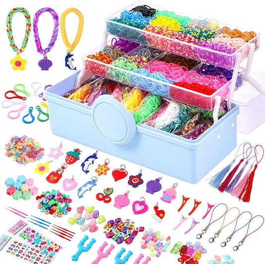 Needbrock 18500+ Bracelet Making Kit Rubber Band, 26 Colors Rubber Band Bracelet Kit Includes 800 Pcs Glow-in-The-Dark Rubber Bands, Bracelet Making Kit Valentines Gift for Kids Age 8 Above(Blue)