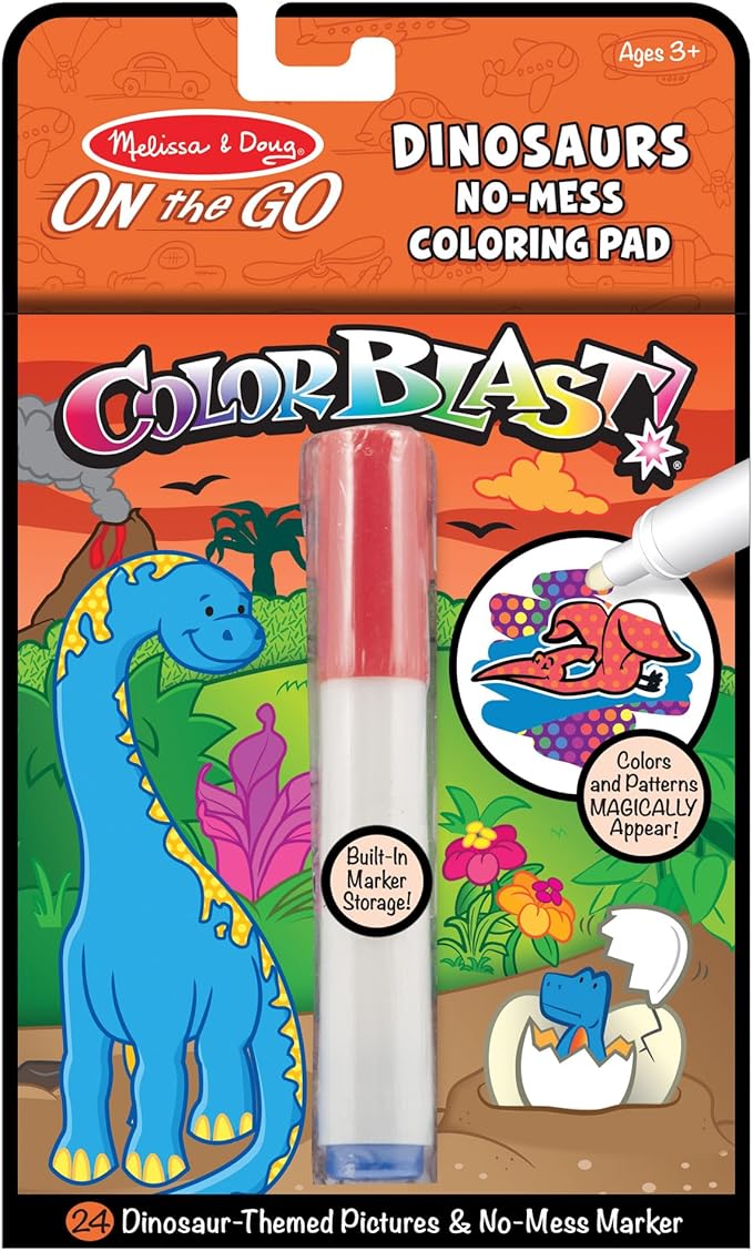 Melissa & Doug On the Go ColorBlast! Travel Activity Book With No-Mess Marker - Dinosaur - FSC Certified