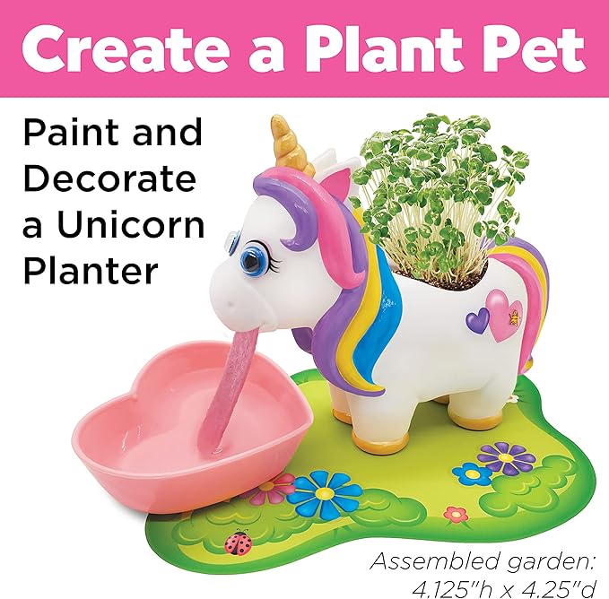 Creativity for Kids Unicorn Self-Watering Plant Pet, Unicorn Crafts for Girls and Boys, Unicorn Kids Garden Kit for Ages 6-8+, Green