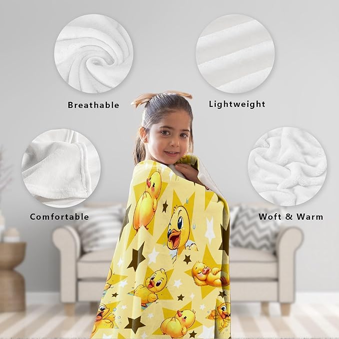 Aparajita Yellow Star Ducks Adult Duck Blanket Kids Funny Blanket Suitable for Bedroom Bed Sofa Crib Couch Chair Outdoor All Season Items That Yellow Duck Lovers Will Love 40"x30"for Pets