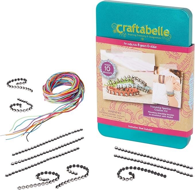 – Friendship Sparkles Creation Kit – Bracelet Making Kit – 31pc Jewelry Set with Rhinestone Chains – DIY Jewelry Kits for Kids Aged 8 Years +