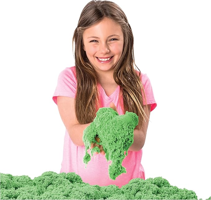 Kinetic Sand, Sandbox Playset with 1lb of Green and 3 Molds, for Ages 3 and up