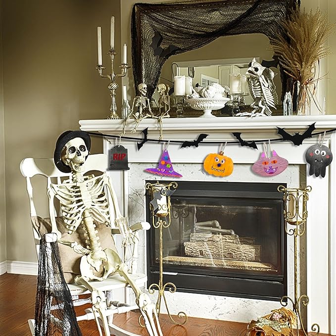 Halloween Crafts for Kids Halloween Decorations Wooden Slices Blank Cutouts Unfinished Wood Hanging Ornaments for Indoor/Outdoor Make Your Own Gift Tags for Halloween Party Favors, Home Decor, 25 Pcs