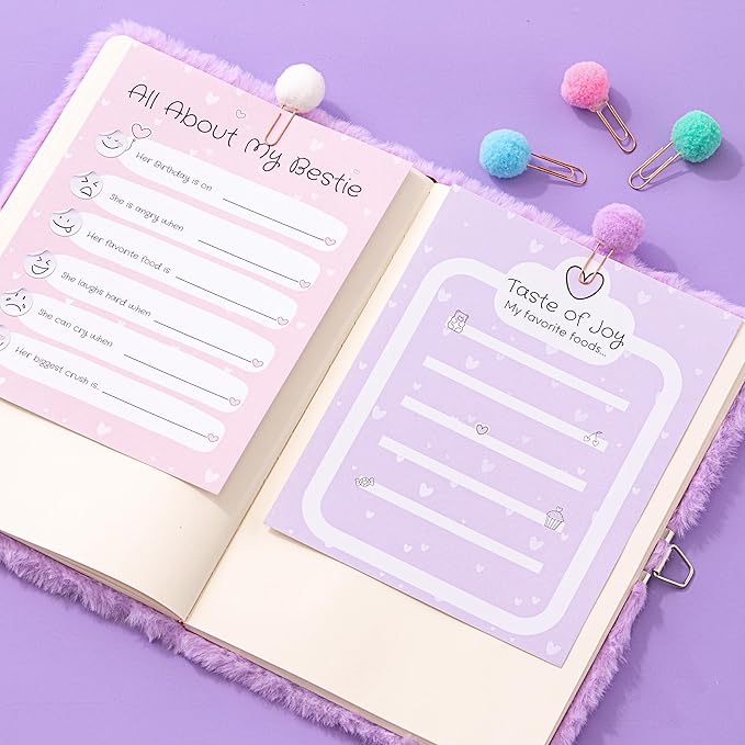 Happy LolliME Purple DIY Journal Kit for Girls – 300+ Pieces! Lockable Fuzzy Diary, Markers, Stickers & Empowering Pages – Gift Box for Tweens & Teens – Creative Journaling Set