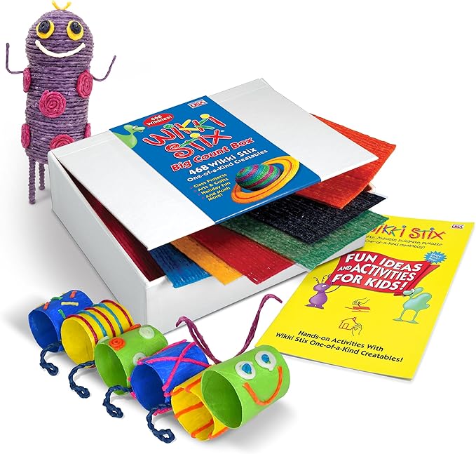 Wikki Stix Big Count Box, 468 13 Colors in Cool Storage Box with a 12 Page idea Booklet, Made in The USA