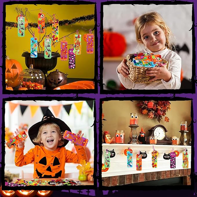 JULBEAR 36 Sets Halloween Crafts Kits DIY Blank Foam Decorations Sets Foam Self-Adhesive Stickers Arts for Kids Halloween Party Favors Classroom Activity Gift Exchange