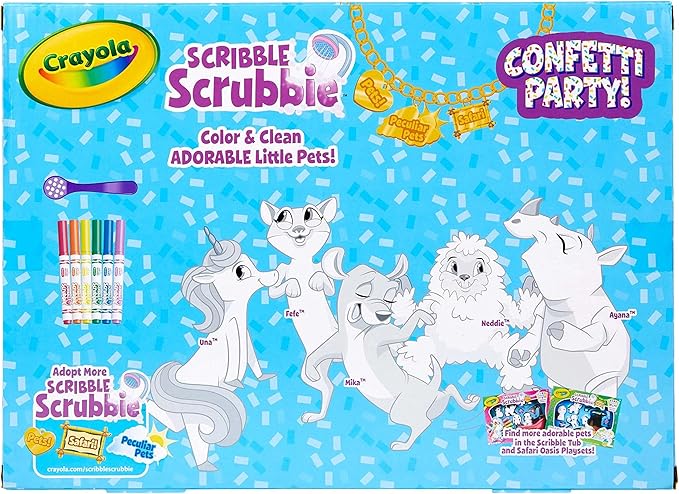 Crayola Scribble Scrubbie Toy Pet Playset, Confetti Party Pack, Coloring Toy for Kids, Gift for Ages 3, 4, 5, 6, 7