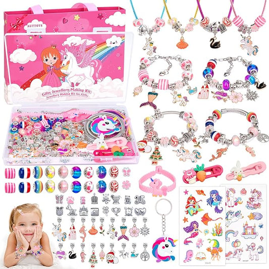 SUZUTOY Bracelet Making Kit for Girls, Unicorns Gifts for Girls, Arts and Crafts for Kids Ages 4 5 6 7 8 9 10 11, Gifts Toys for 4-12 Year Old Girl, Beads for Bracelet Making, Jewelry Making Supplie