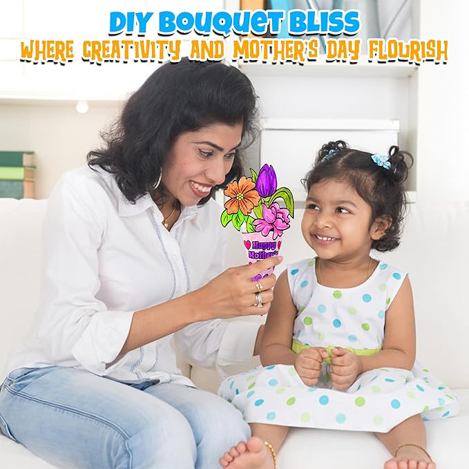 Color Your Own Mother's Day Bouquet - Makes 12 - DIY Crafts for Kids and Fun Home Activities