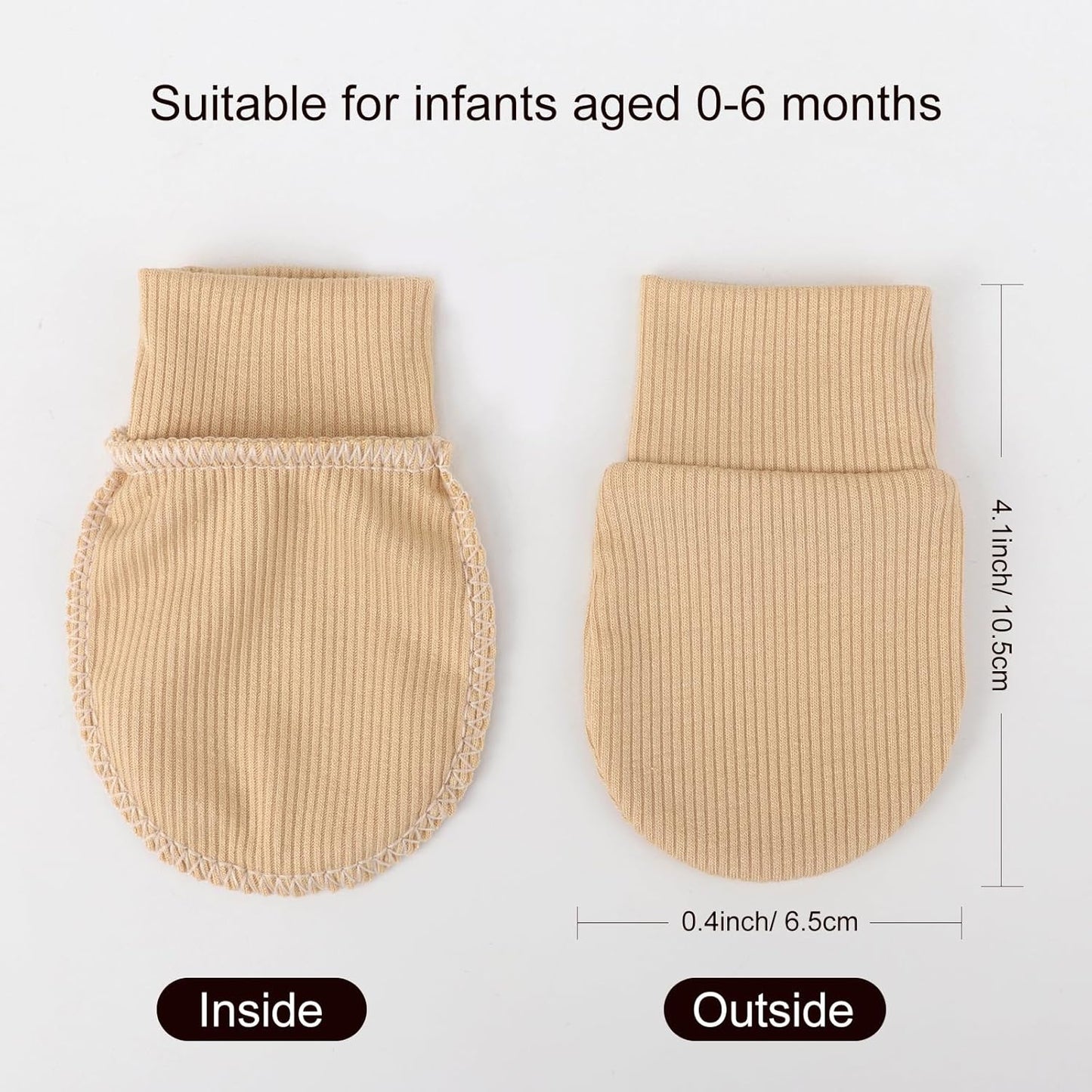 BQUBO 6 Pairs Newborn Baby Boys Girls Mittens 0-6 Months Unisex-Baby Infant Mittens Elastic No Scratch Wrist Gloves
