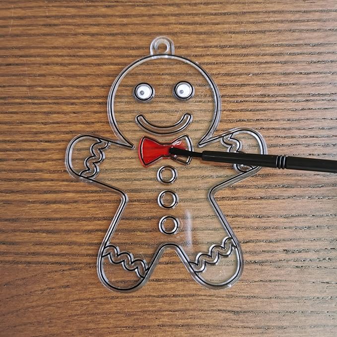 Winlyn 24 Sets Christmas Suncatchers Ornaments Decorations DIY Window Paint Art Suncatchers Christmas Craft Kits Santa Snowman Snowflake Reindeer Sun Catchers for Kids Classroom Activities Art Project