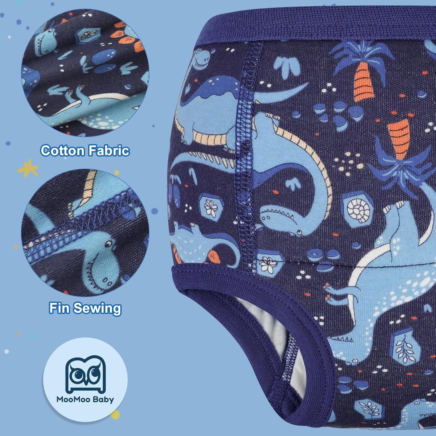 MooMoo Baby Absorbent Potty Training Pants 8 Packs Cotton Training Underwear for Boys 7T